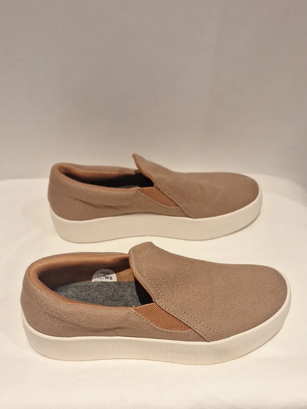 allbirds Women's Lounger Slip-On Loafers in Taupe with White Platform Sole
